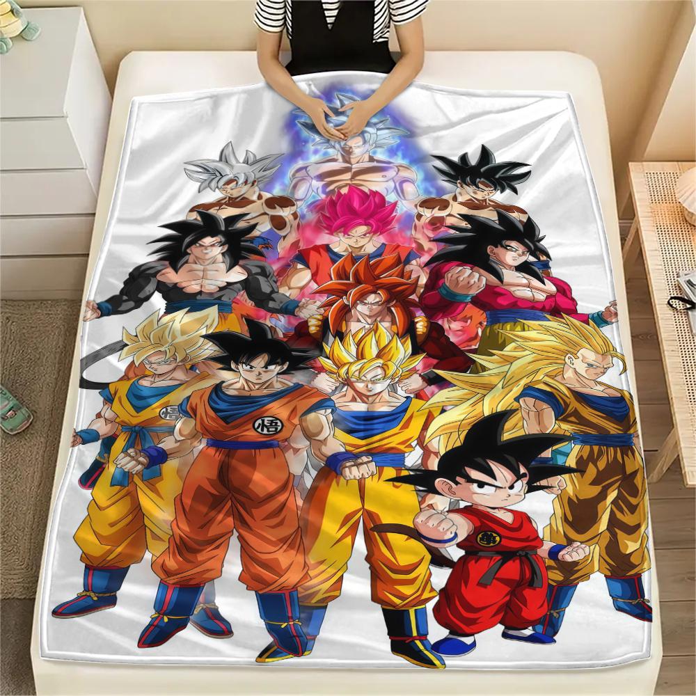 Son Goku Printed Flannel Blanket, Ideal for Bed Sofa Chair, Picnic Travel Use, Warm Home Bedroom Decor -HE18