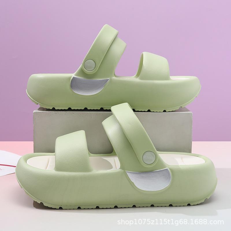 Summer new women's thick bottom one-word drag non-slip wear-resistant fashion simple buckle indoor and outdoor cool slippers