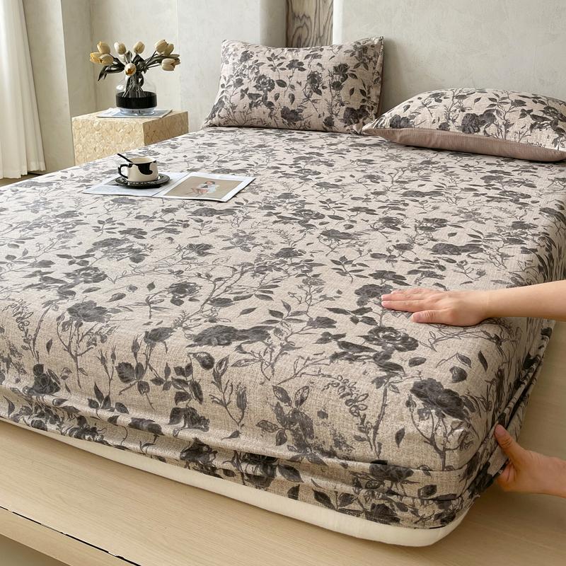 New printed single-piece fitted sheet three-piece set, washable mattress protective cover, all-inclusive mattress and pillowcase