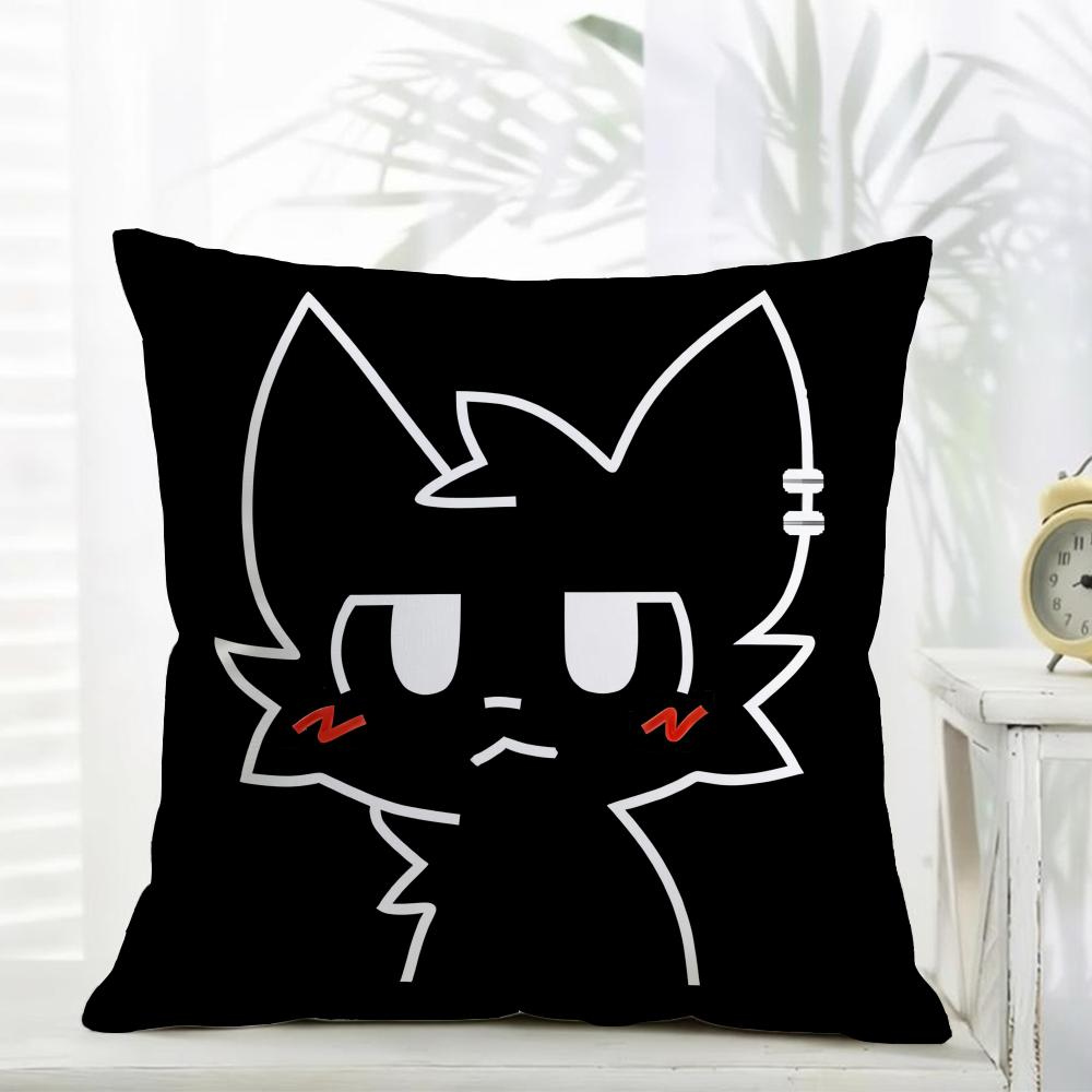 Character Cute Cartoon Beautiful Cat Boykisser Cushion Cover Daily Washable Linen Pillowcase Soft For Sofa Bed Home Room Decor