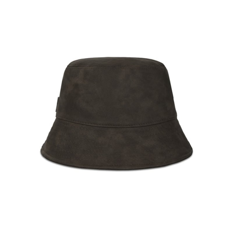 VARZAR VA Studded Vegan Leather Bucket Hat Khaki Brown