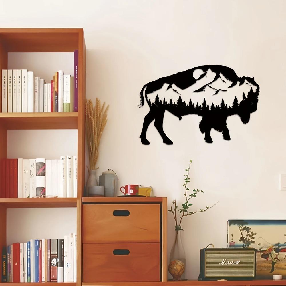 Wild Cow Metal Wall Art Decor - Wildlife Sign Ornament for Bedroom, Living Room, Farmhouse, Garden, and Halloween Room Decor