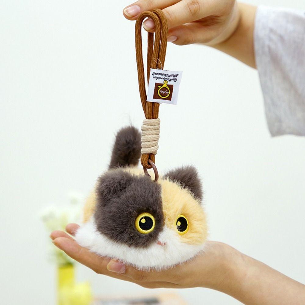 Cute Cartoon Cat Plush Doll Toy Realistic Texture Cartoon Cat Plush Keychain Birthday Gift