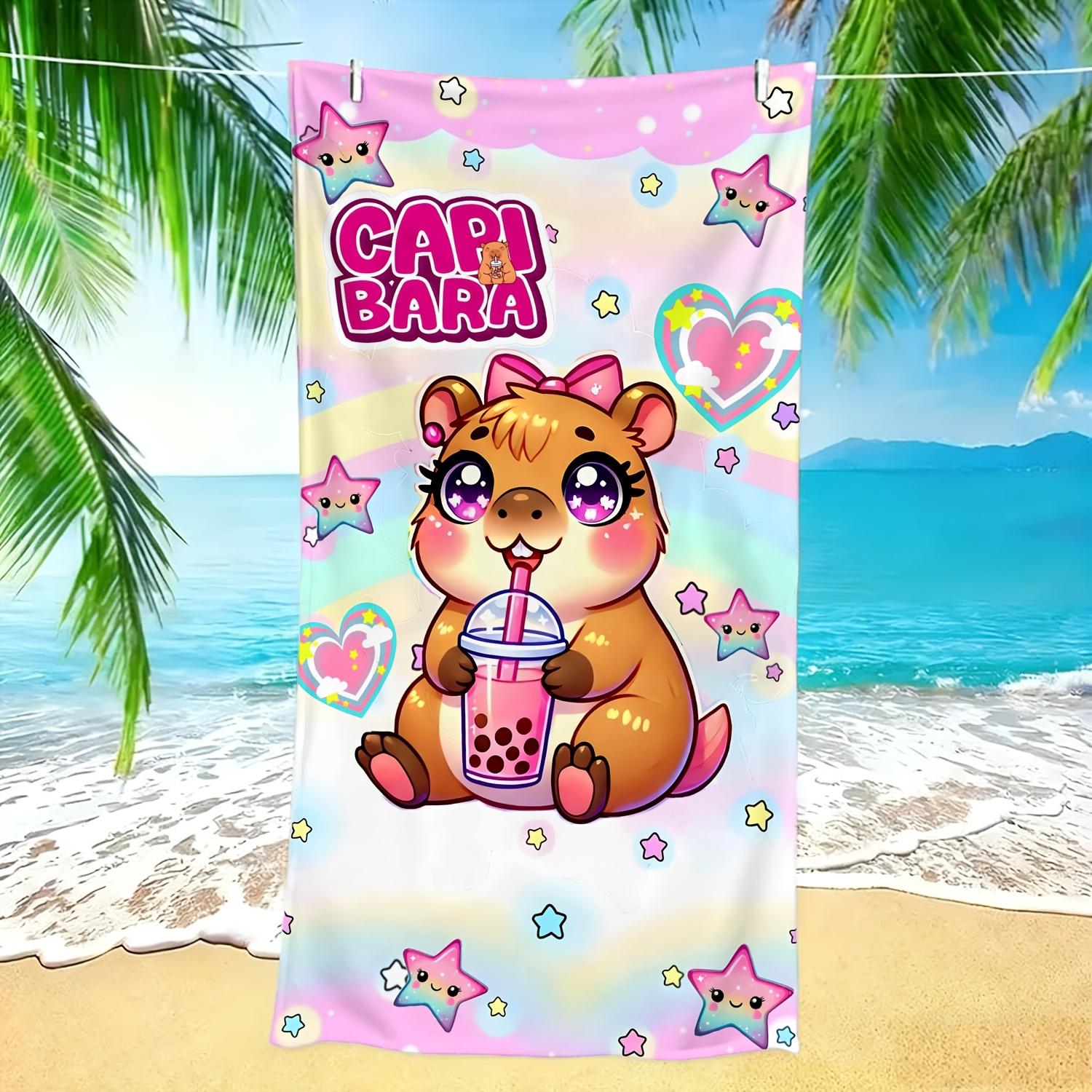 

1pc Capybara Pearl Milk Tea, Quick-Dry Soft, Ideal for Summer Beach Sunrise Pool Leisure Casual Outing Beach Daily Use W40*H60(CM)