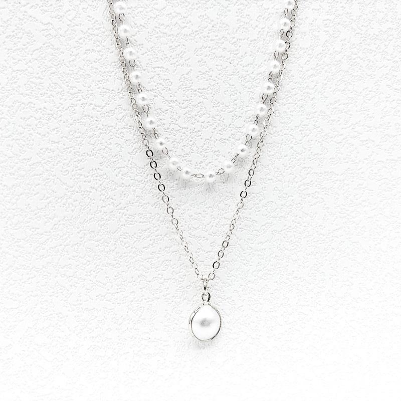 Vintage Multi-layer Faux Pearl Cross Pendant Necklace for Women