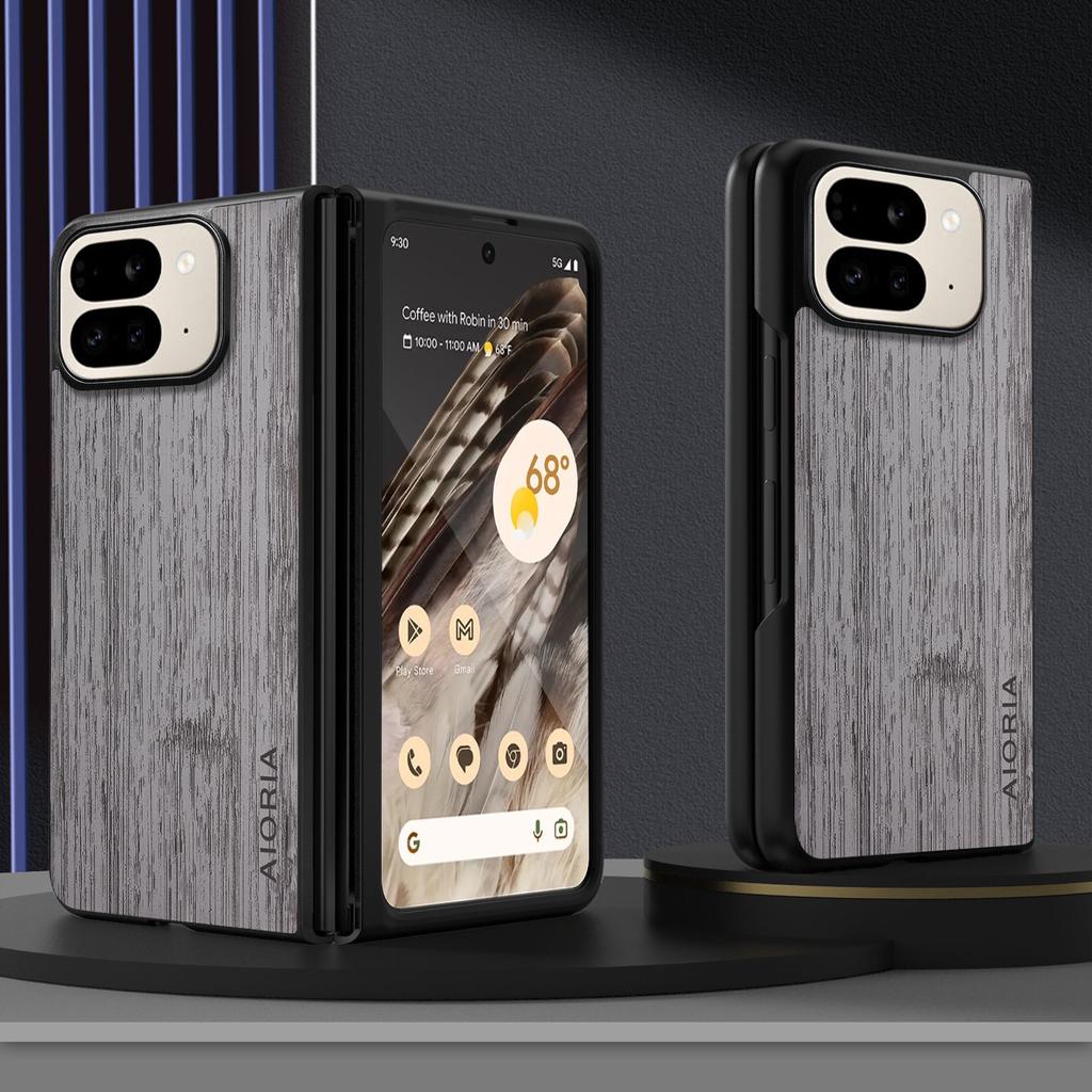 Case for Google Pixel 10 9 Pro Fold Funda Bamboo Wood Pattern Leather Phone Cover Luxury Coque for Pixel 10 Pro Fold Case Capa