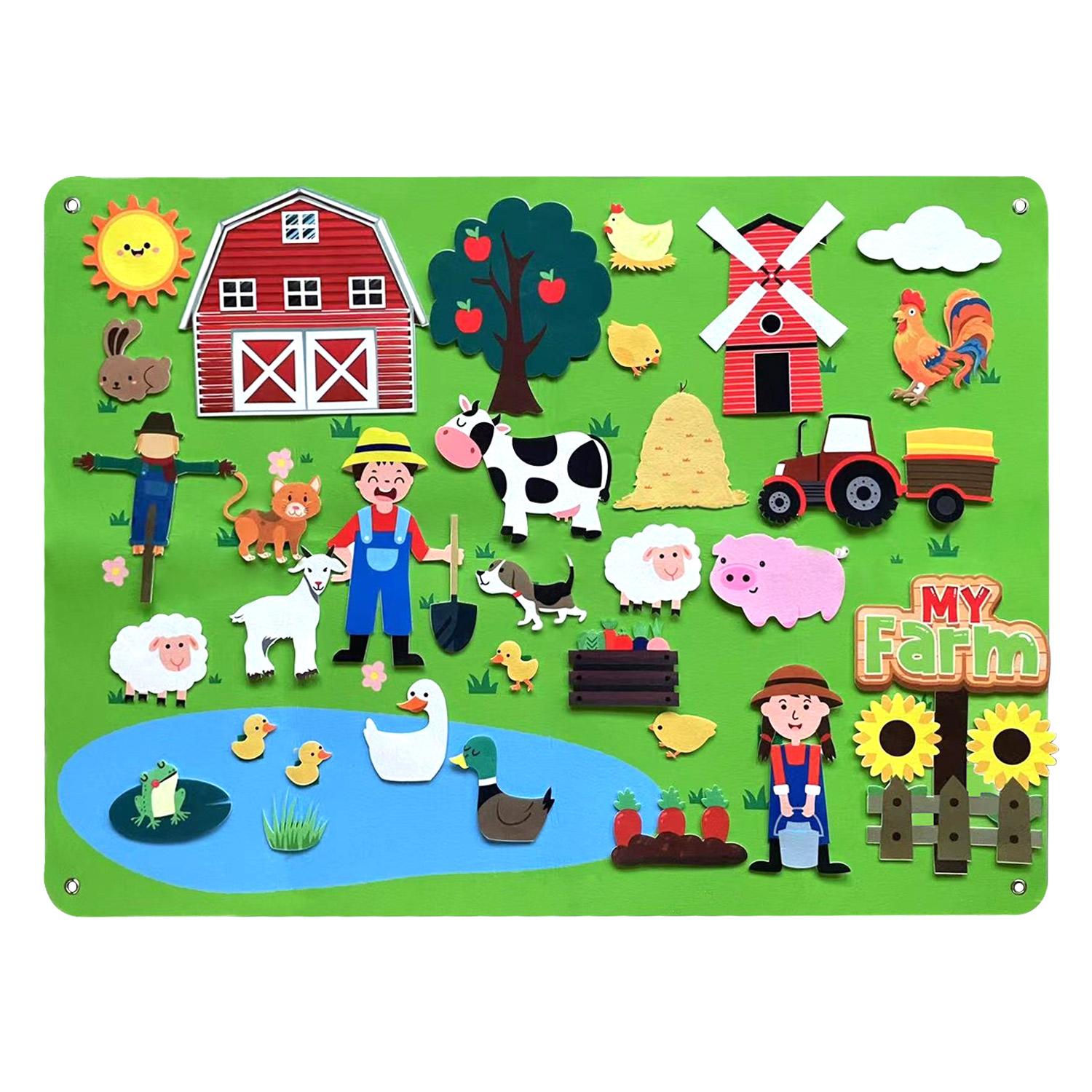 

33 piece set of children s busy farm animal puzzle toys, teacher storytelling wall mounted family interactive game 40.1X29.3in
