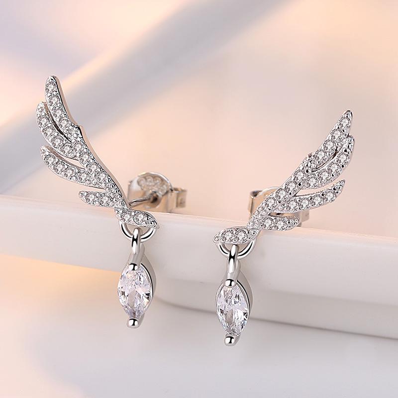 925 Sterling Silber Schmuck Damen Mode Niedlich Klein Klar Kristall Zirkonia Steckerohrringe Geschenk für Mädchen Teenager Damen R003