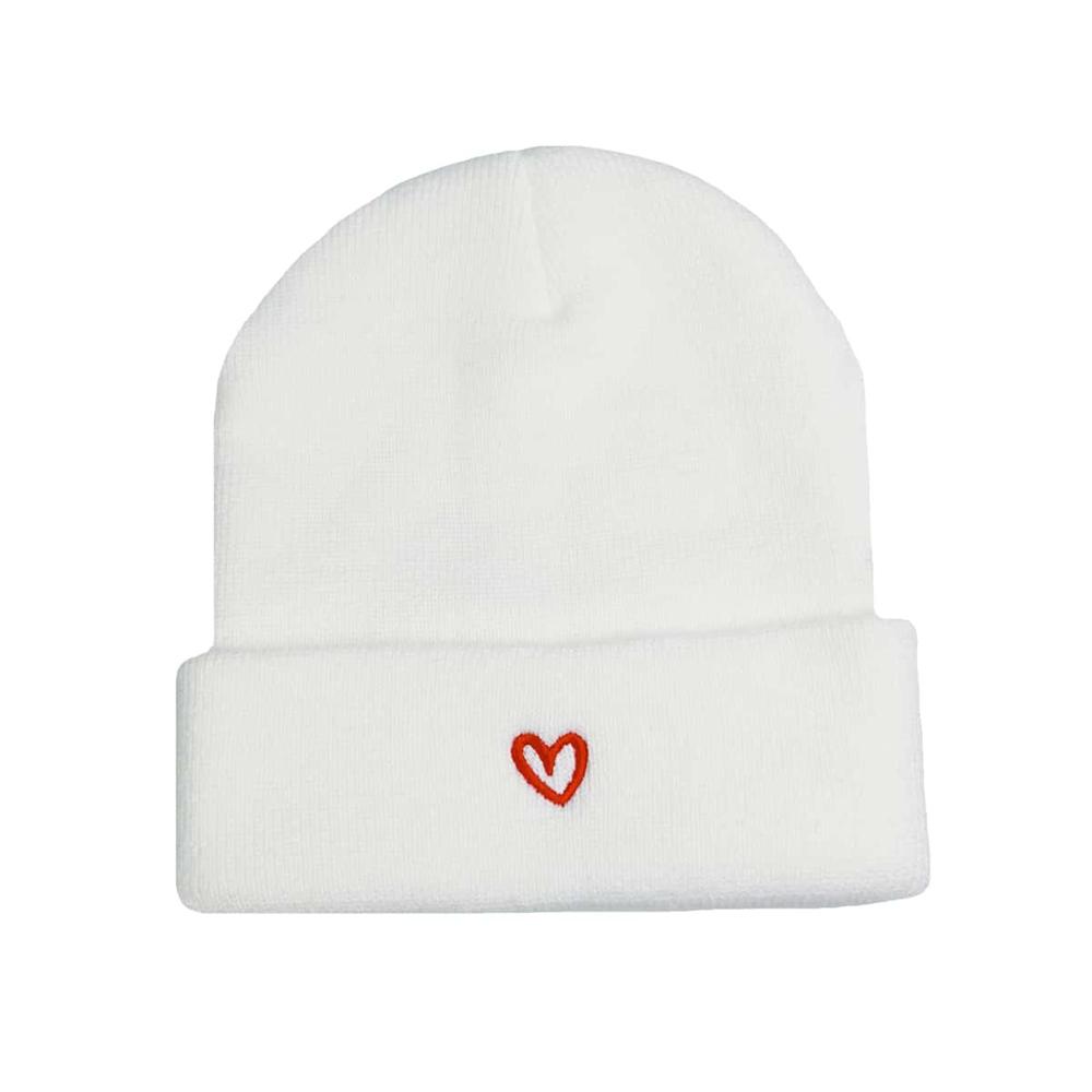 

1 шт. Мужская Женская Новая Дизайнерская Вязаная Шапка с Вышивкой Маленькое Сердце Любовь Унисекс Теплые Шапки белый