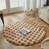 1pc Bubble Fleece Fabric Round Simple Solid Color Premium Soft Fluffy Easy To Clean Furry Warm Cute Indoor Decorative Carpet Suitable