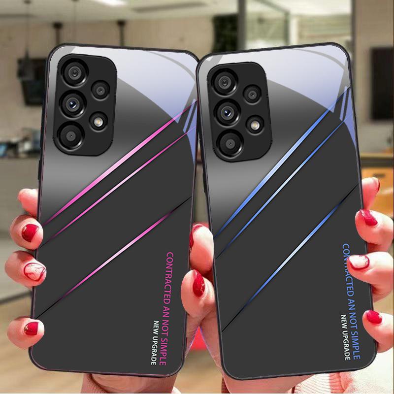 Crăpătură Roșie Gradient Pentru Samsung Galaxy S 8 9 10 20 Plus 21 FE 22 23 24 Ultra S7 Edge Carcasă Telefon din Sticlă Călită Neagră Carcasă Dură