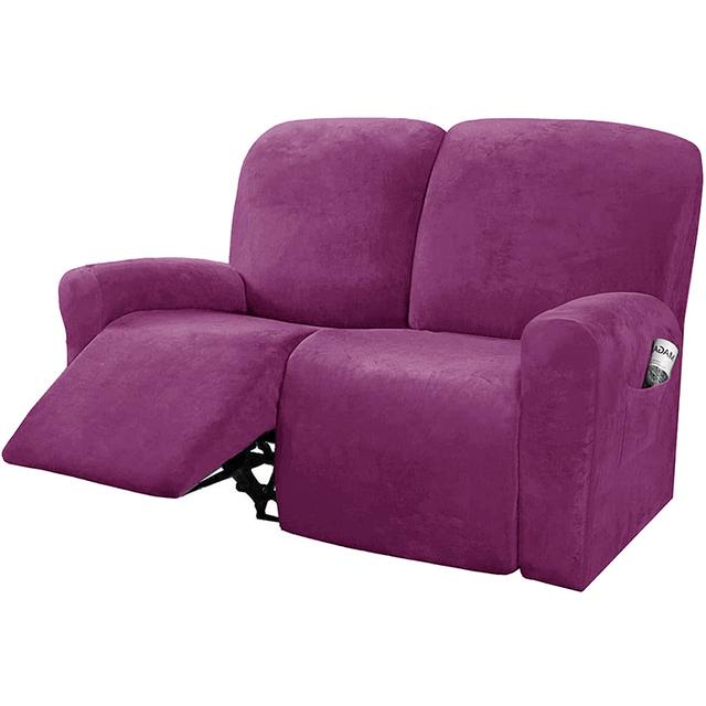 Velvet Recliner Sofa Cover Plush Solid Color Machine Washable Lazy Boy Sofa Slipcover Living Room Elastic Arm Sofa Cover For Furniture