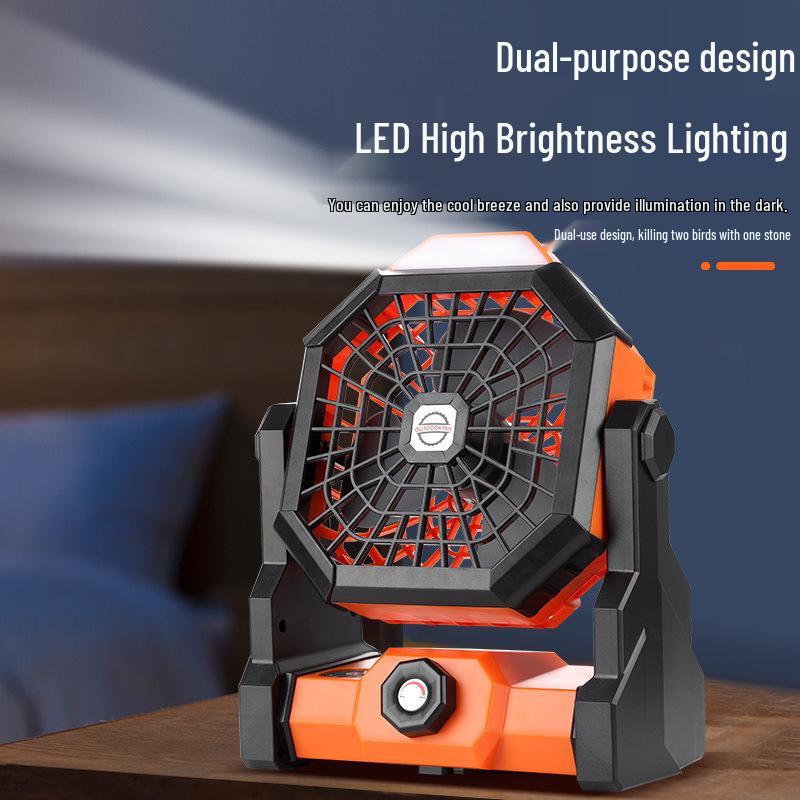 Rechargeable High-Power Portable Camping Fan with Light and Hook - Ideal for Tent and Household Use