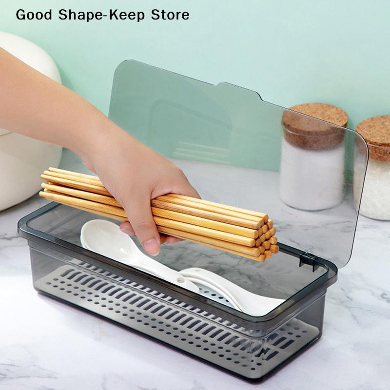 Household Chopstick Holder With Lid Kitchen Tableware Storage Box Dustproof And Draining Chopstick Cage
