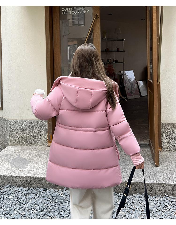 Women’s Short Hooded Windproof Thicken Warm Winter Jacket With Knitted Extension Sleeves