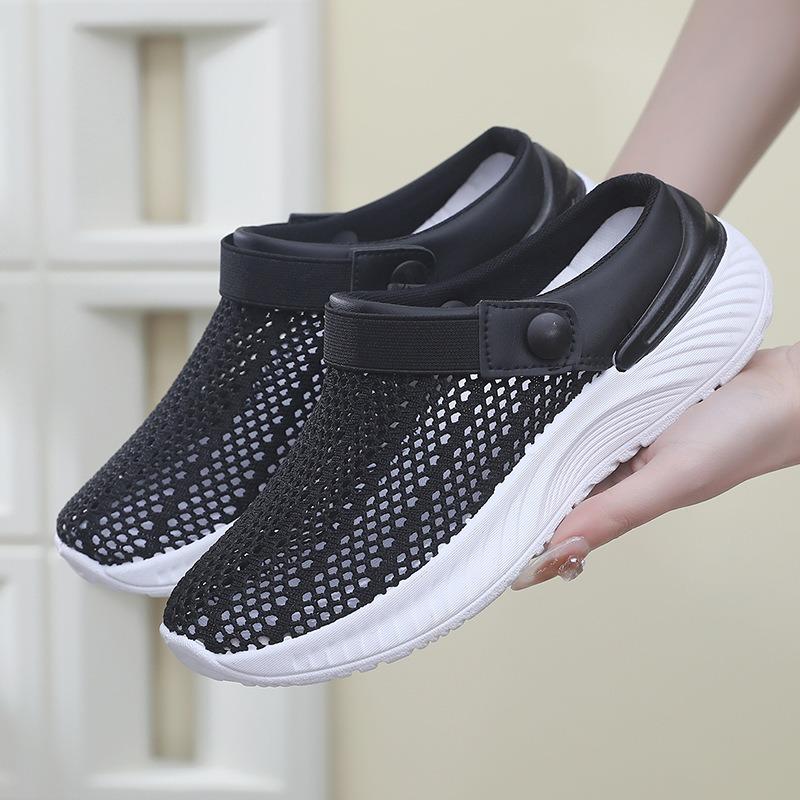 Summer women's breathable hollow mesh shoes one pedal lazy half drag hole shoes fashion casual beach women's sandals