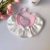 Cute Princess‑Style Cream Pet Bib Love Embroidered Bow Decor Saliva Towel for Cats Dogs