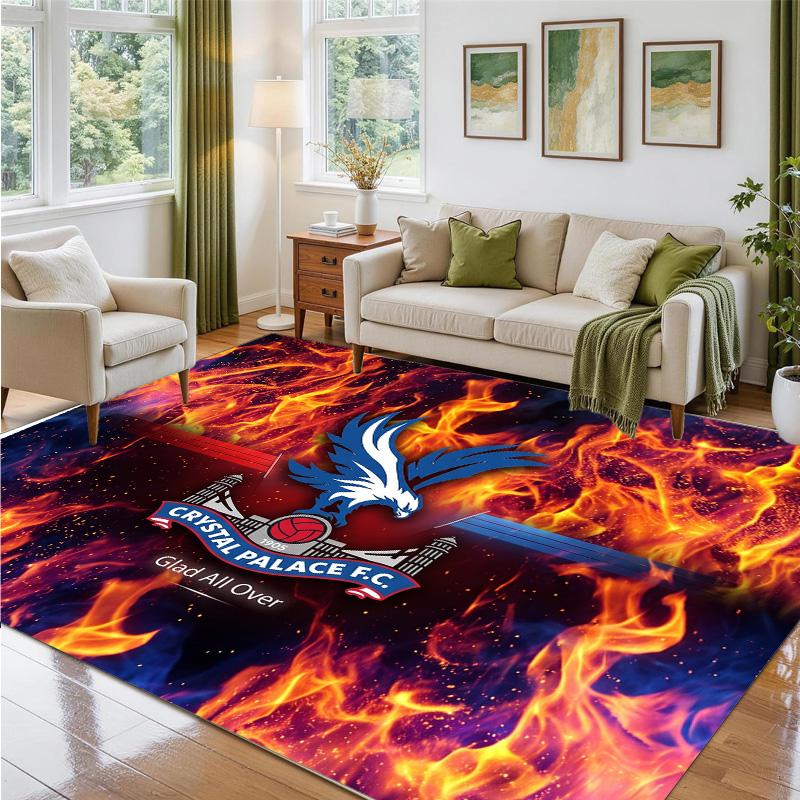 Crystal Palace Football Design Crystal Velvet Rug Soft Decorative Mat for Bedroom Entrance