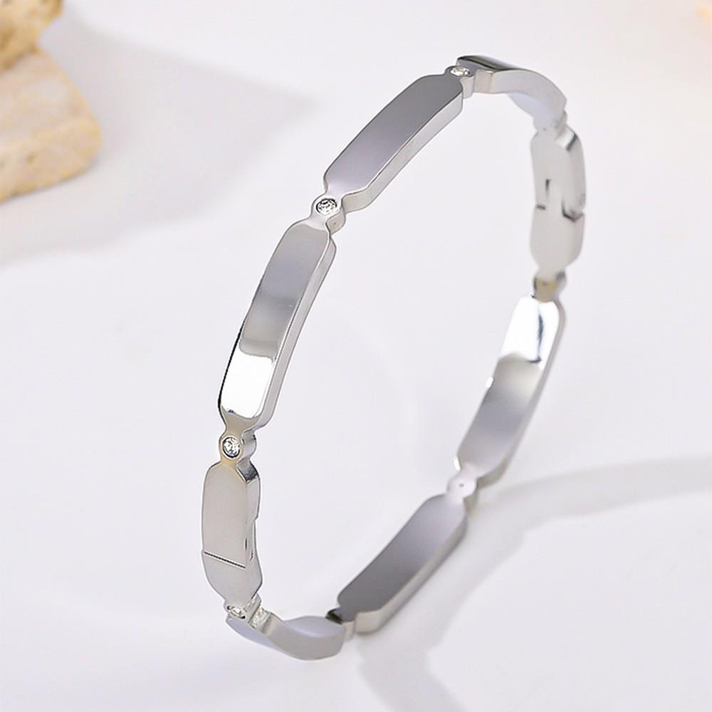 Стильный титановый стальной браслет со стразами и дизайном в виде скругленного прямоугольника