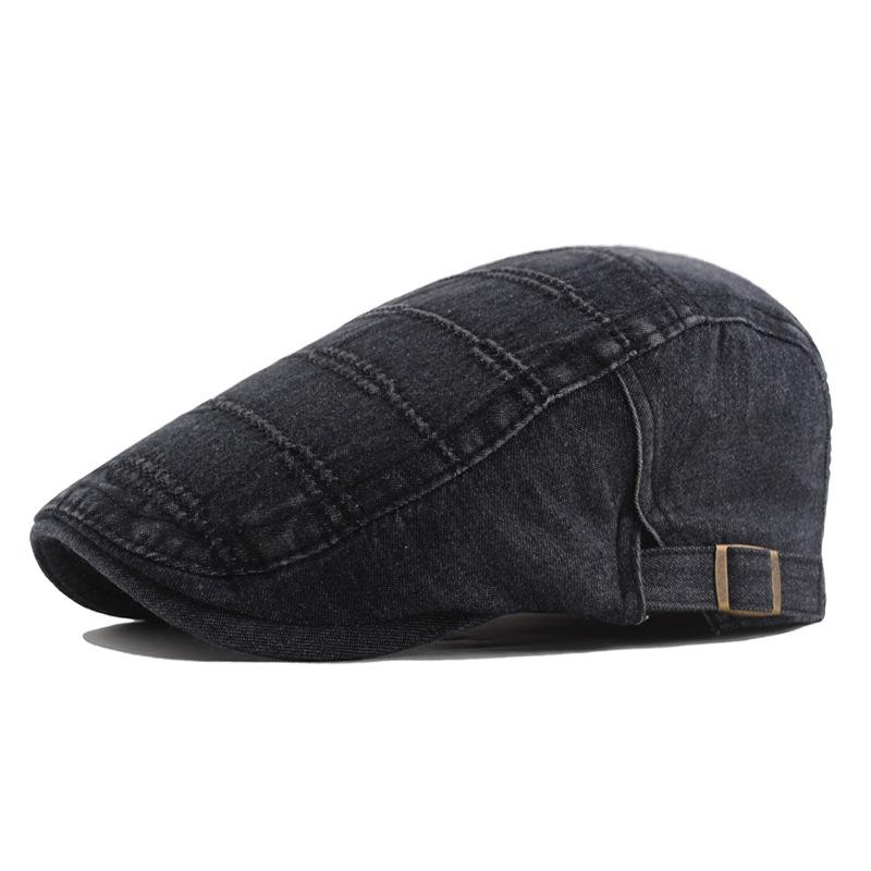 Washable Denim Duckbill Cap: Unisex Flat Cap & Newsboy Beret