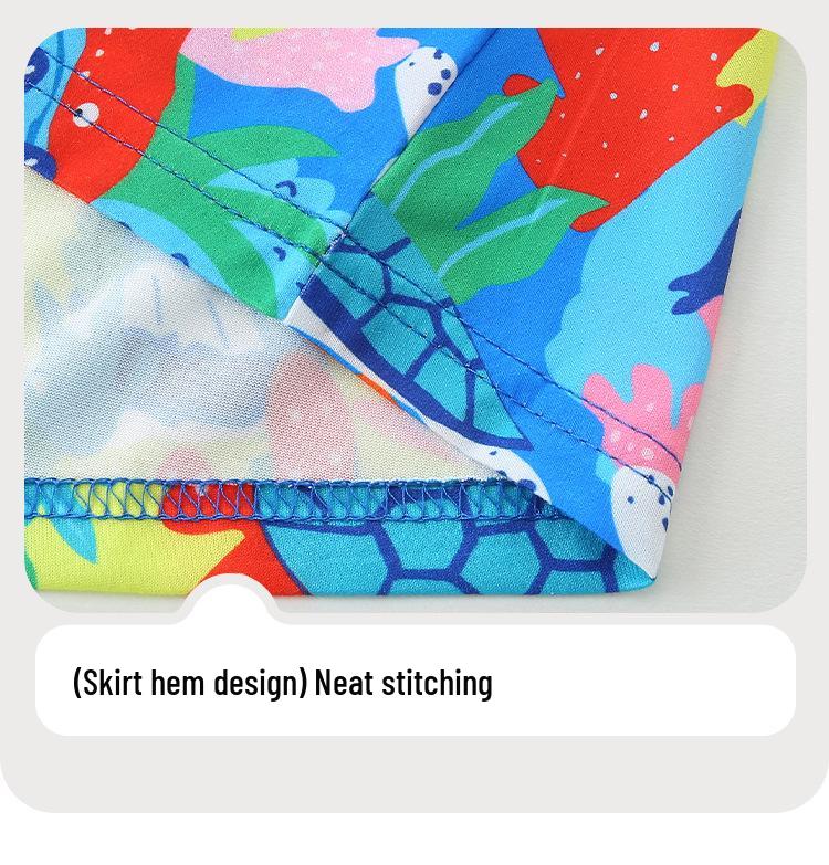 Summer Girls' Short-Sleeve Dress, European & American Style, Round Neck Princess Fashion.