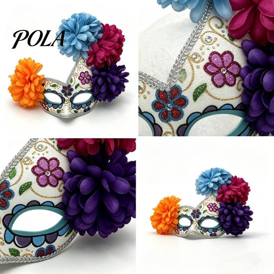 Breathable Skull Face Masque Halloween Masquerade Masque, Flower Mexican Day of The Dead Comfortable Eye Cushion for Costume, Fancy Dress, Cosplay