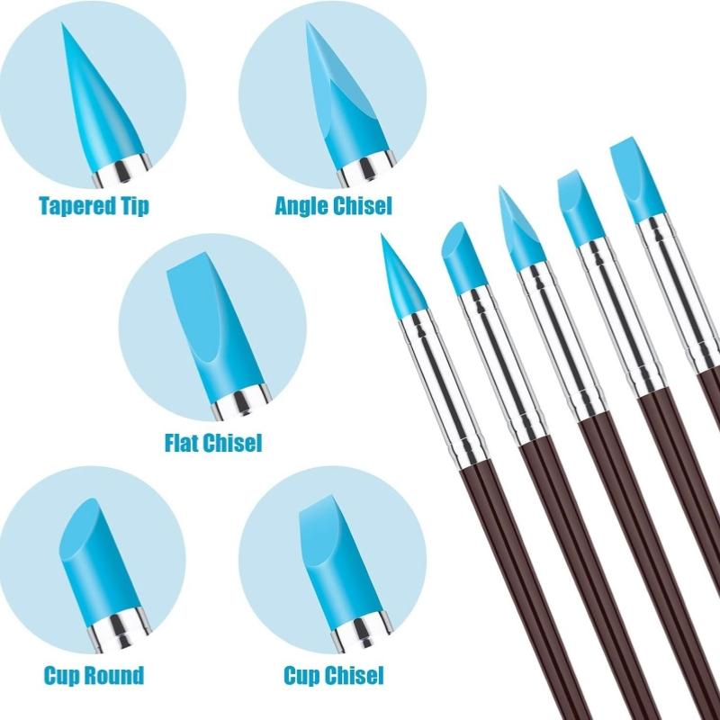 5 Pièces Stylos Pinceaux en Silicone Résine pour Façonnage Dentaire Outil pour Dents en Porcelaine Pinceaux pour Art des Ongles Stylo Argile Céramique Outils de Sculpture Modélisation Diy