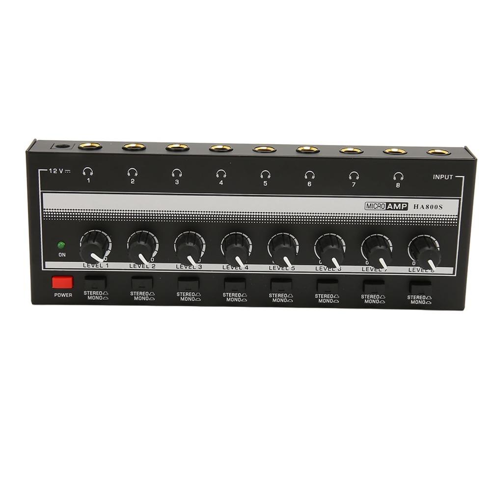 6.35mm HA800S Headphone Amplifier 1/4" TRS Input/Output Channel Line Mixer Band Rehearsal