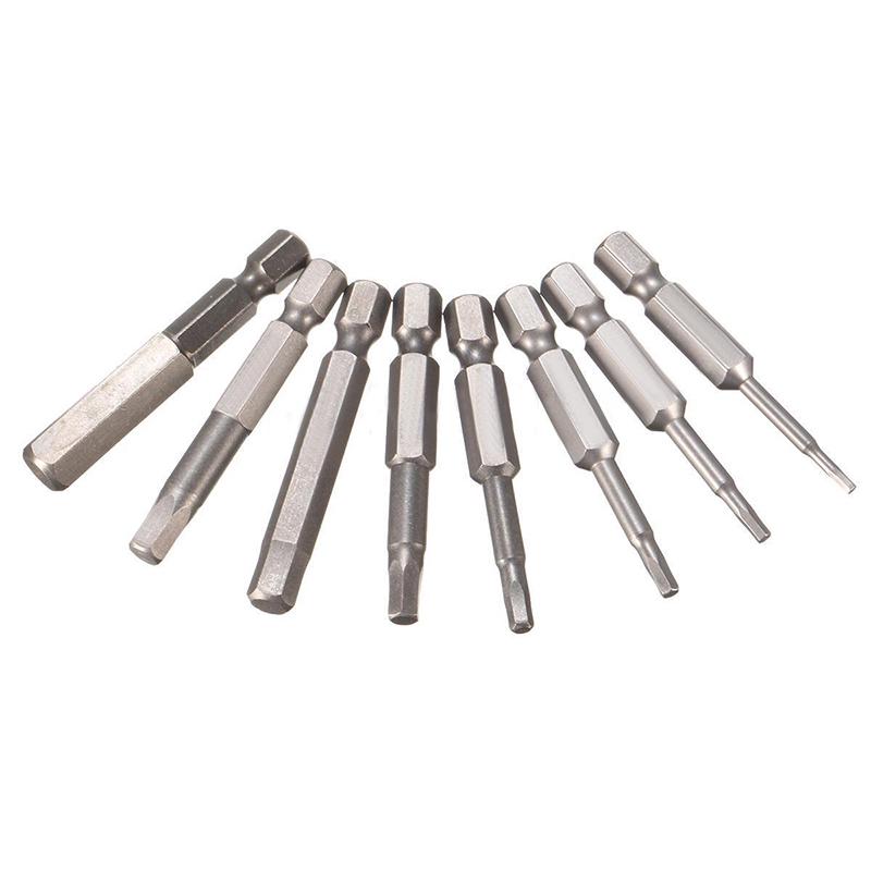 8pcs 50mm H1.5-H8 1/4'' Hex Shank Magnetic Head Screwdriver Bits Screw Drivers