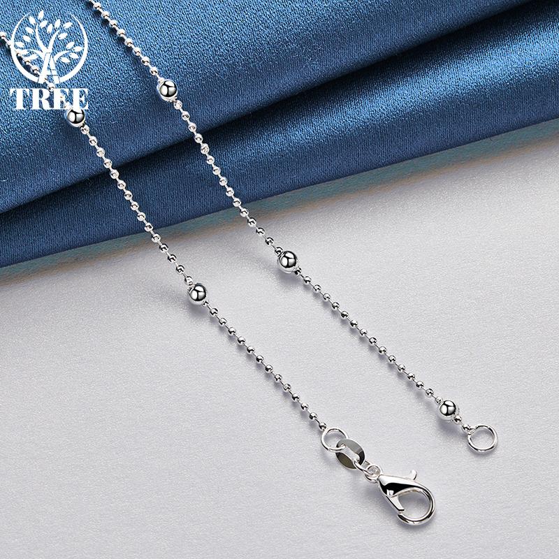 925 Sterling Silver Full Smooth Beads 16/18/20/22/24Inch 4mm Chain Necklace For Women Man Fashion Wedding Charm Jewelry