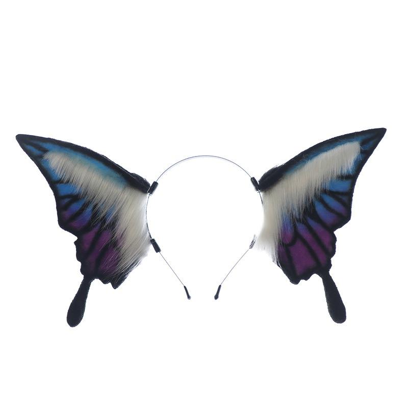 Handmade Second Dimension Girl Comic-Con Hair Accessories Props Simulation Plush Beast Ears Headdress Midsummer Night's Dream Butterfly Headband