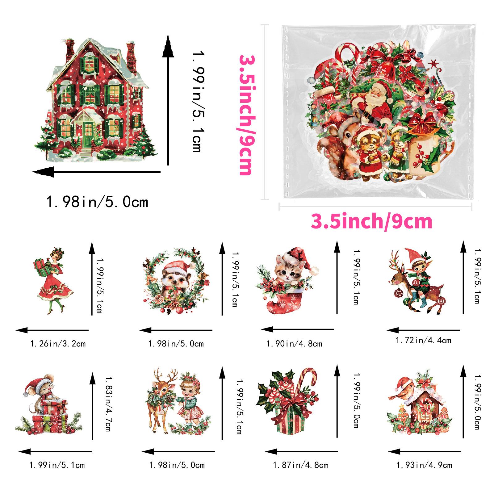 

Non-Toxic 50Pcs Christmas Gift Santa Claus Pet Stickers For Kids Diy Handmade Album Creative Crafting Decals Laptop Scrapbook Phone