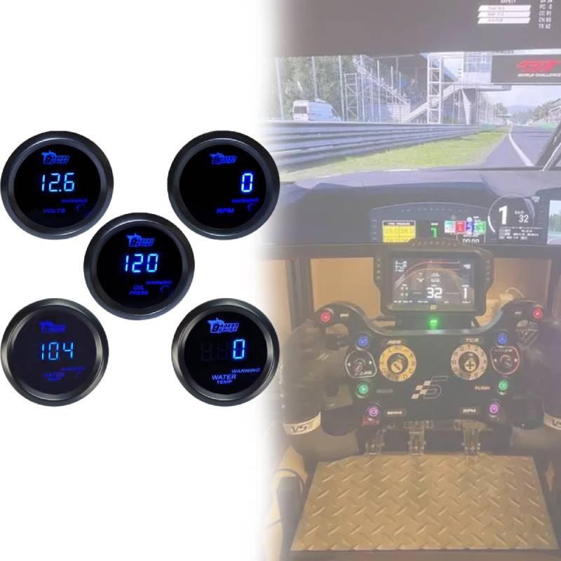 Universal 12v Car Gauge Kit With Water Oil Temp Speed Voltage For Racing Enthusiasts