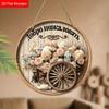 Rustic Floral Wooden Welcome Sign, Round Front Door Decor, Farmhouse Wagon Wheel Wall Hanging - Ideal Gift for Russian-Speaking Homeowners