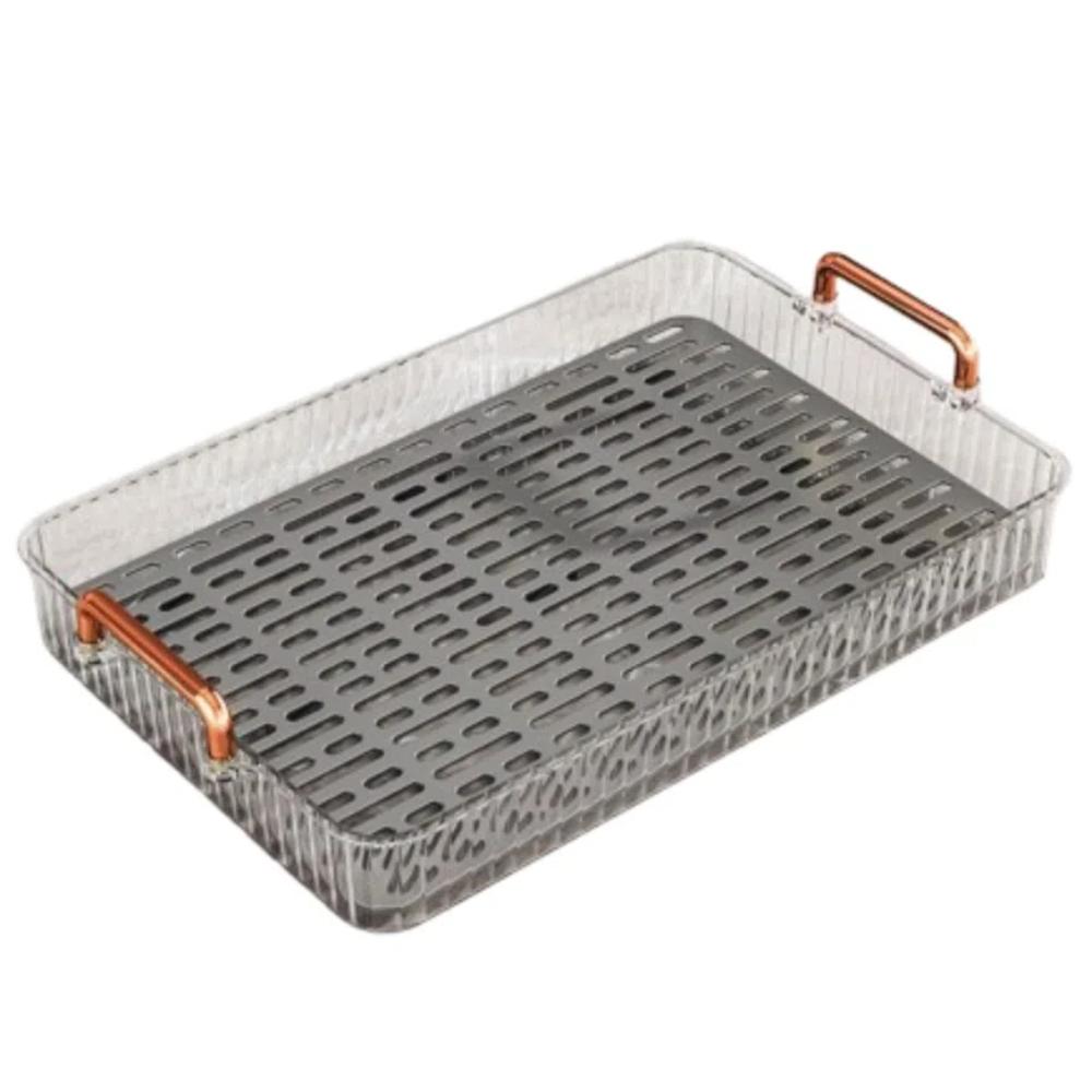 Clear Drain Tea Tray Double-layer Serving Plate Portable Tableware Storage Tray  Bathroom