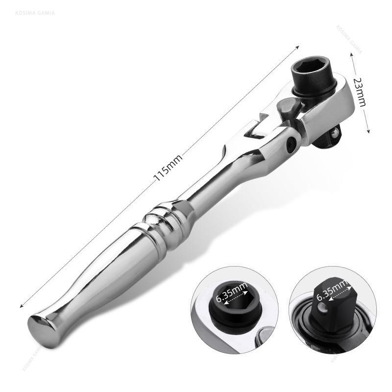 Xiaomi 2 In1 Ratchet Wrench 1/4" Mini Drive Flexible Head Chrome Vanadium Steel Reversible Quick Release Screwdriver Socket Repair Tool