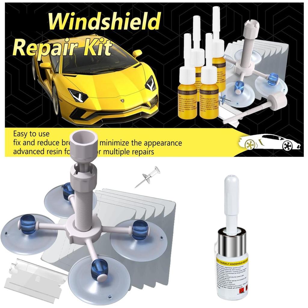 Windshield Crack Repair Kit, Windshield Repair Kit for Chips and Cracks, 1set Car Glass Repair Kit, Cracks Gone Glass Repair Kit Automotive