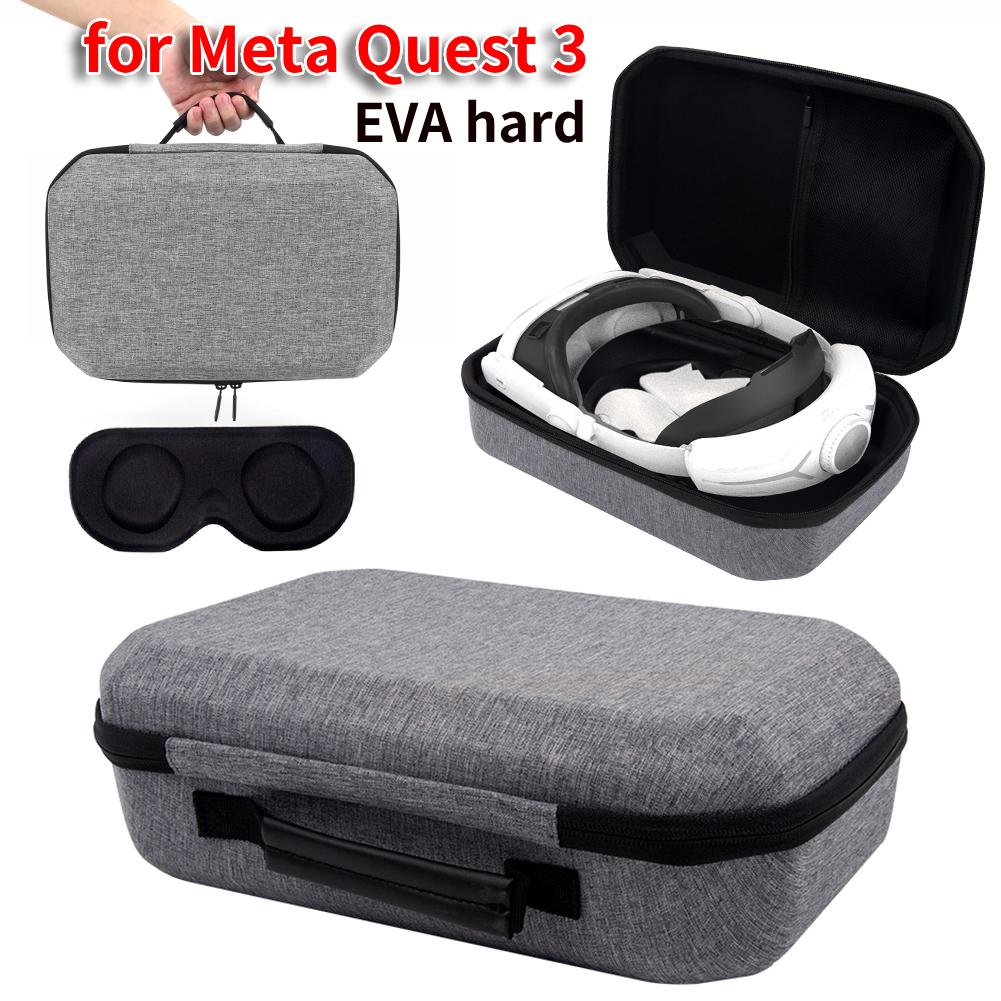 Carrying Case with Lens Cover Waterproof Hardshell Case Shockproof Mesh Pocket for Meta Quest 3 VR Headset Game Controller