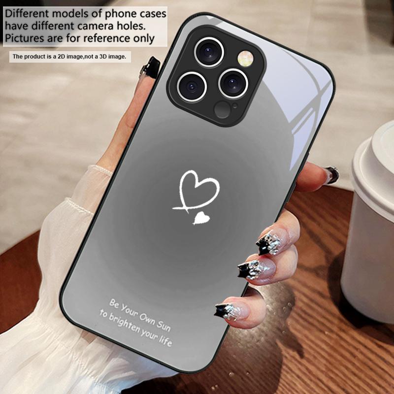 Farbverlauf Herzform Für iPhone 16 E 15 14 13 Plus 12 mini 11 Pro Max XR Xs Max 16E X 7 8 6 6S 22 Gehärtetes Glas Handyhülle