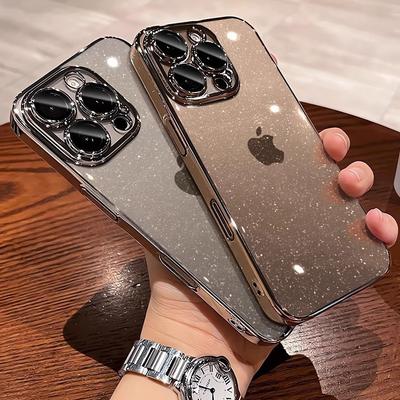 Geeignet für IPhone16ProMax, Die Handyhülle wird mit einer eingebauten Linsenfolie geliefert, und die Apple 15 transparente Hülle 14 ist galvanisiert mit