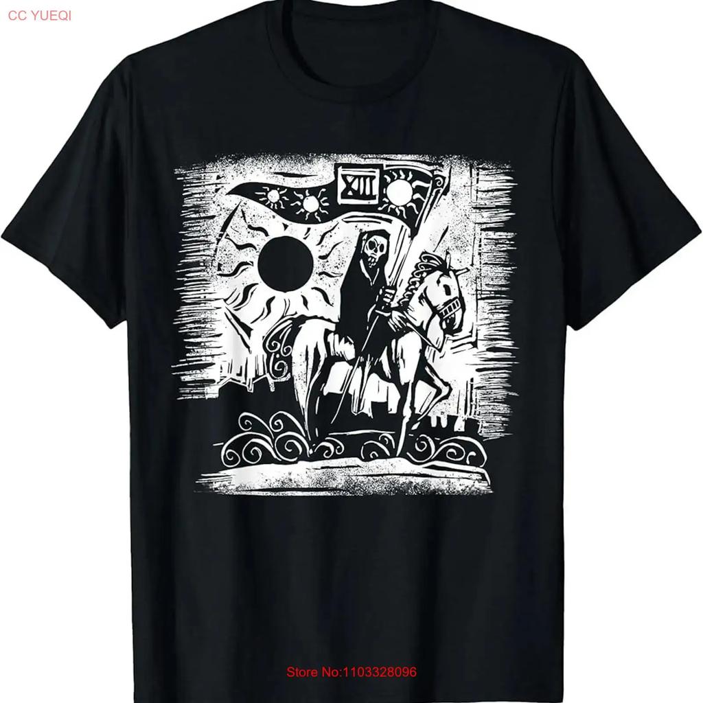 Tarot Death Horseman Design Blackcraft Clothing T Shirt Vintage Washed Top For Everyday Wear Soft Fashion Comfortable