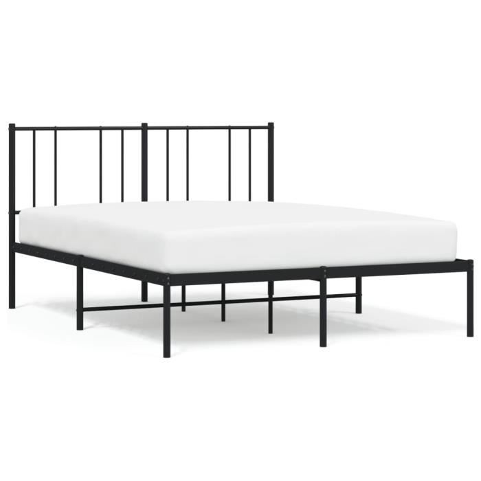 VidaXL Cadre de lit métal avec tête de lit noir 120x190 cm 352477
