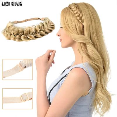 1 Stück Klassisches 3-strängiges elastisches geflochtenes Stirnband Synthetische Perücke Stirnband Natürliche echte Perücke Zöpfe Geeignet für Frauen Mädchen
