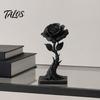 Talos 3D Printed Black Rose Statue Ornament, Gothic Dark Style Figurine, Artistic Flame Base Flower Decor, Exquisite Decoration for Home Office