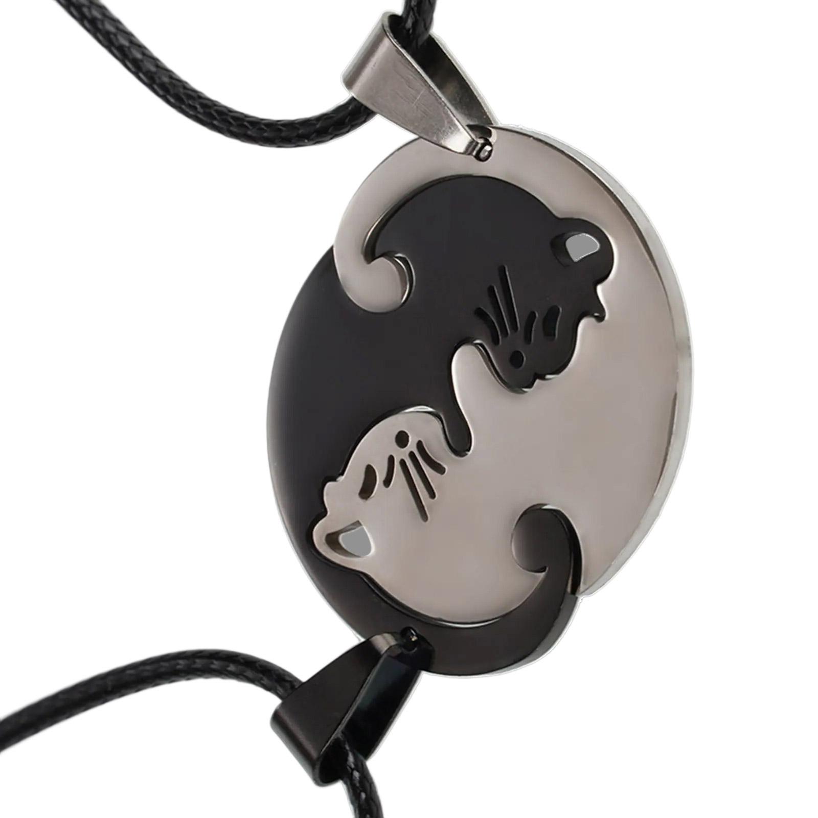 

Парная подвеска-ожерелье с кошками для пар и друзей, чокер из нержавеющей стали с регулируемой цепочкой для мужчин и женщин 4