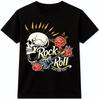 Rock N Roll Skull T Shirt Guitar Roses Vintage Music Graphic Tee