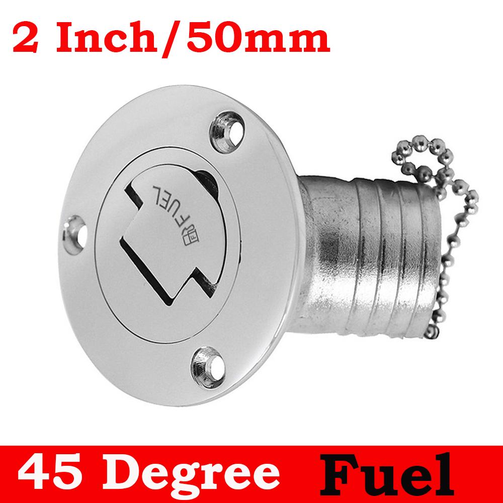 45 Degree Stainless Steel 316 Deck Filler Cap GAS DIESEL FUEL WASTE WATER 38mm 50mm Marine Boat Yacht Hardware Deck Filler