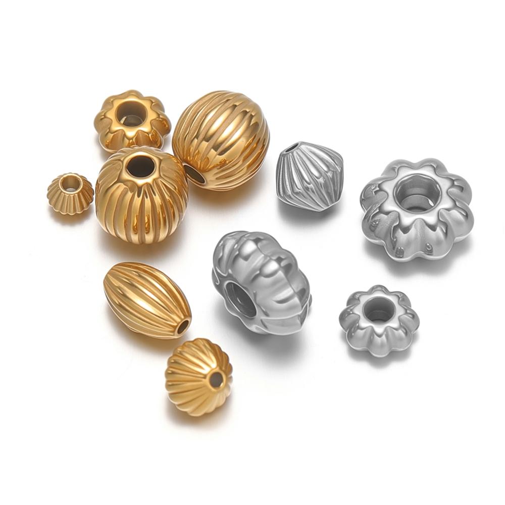 20Pcs Stainless Steel Flower Bead Loose Spacer Tube 8mm Beads for DIY Jewelry Making Bracelet Making Necklace Wholesale Findings