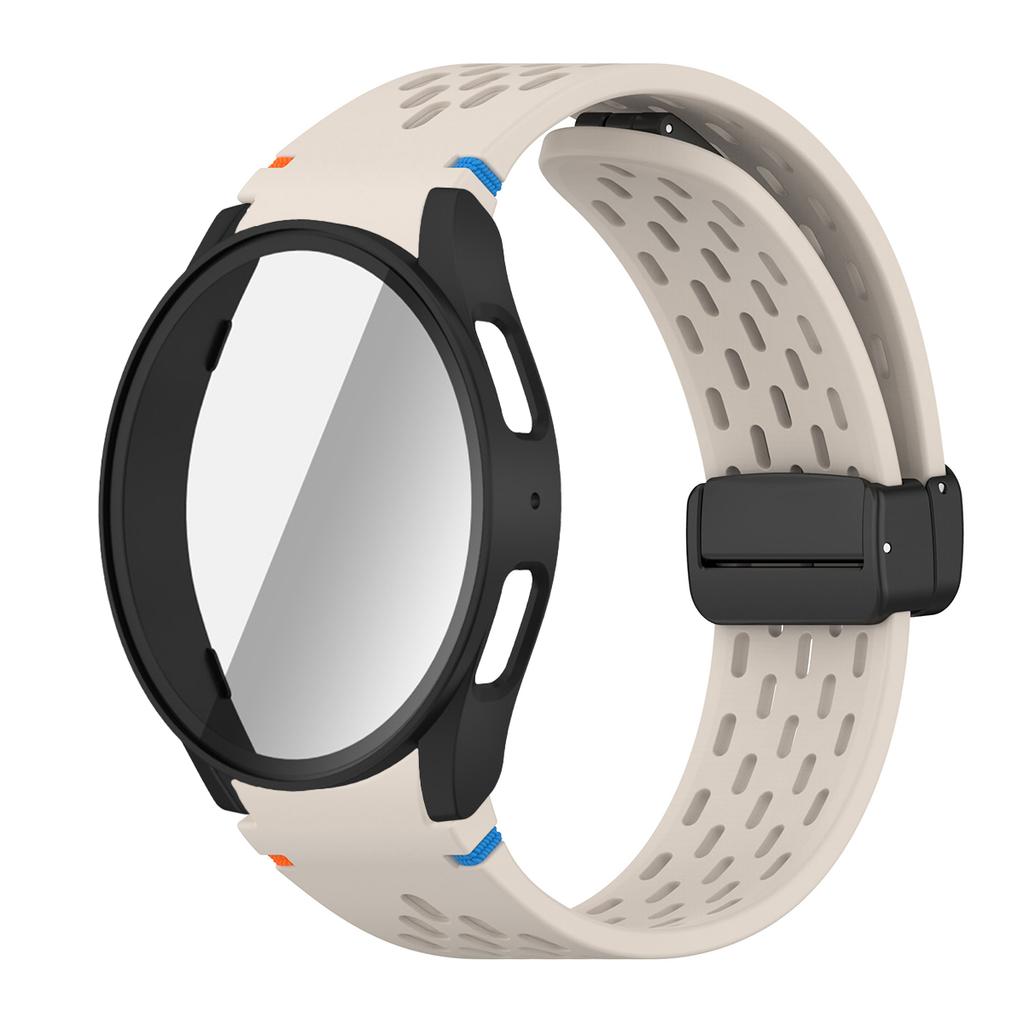 Case+Strap for Samsung Galaxy Watch 7 6 5 4 40/44mm Silicone Magnetic Band Tempered Glass Screen Film PC Protector Cover Bumper