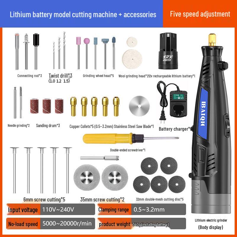 Multifunctional Handheld Electric Grinder and Chainsaw for Cutting Jade, Wood, Metal, and Wine Bottles.